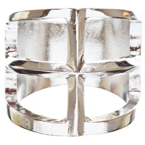 Trendy Square Shaped Hollow Design Statement Fashion Size 8 Ring R215 Silver