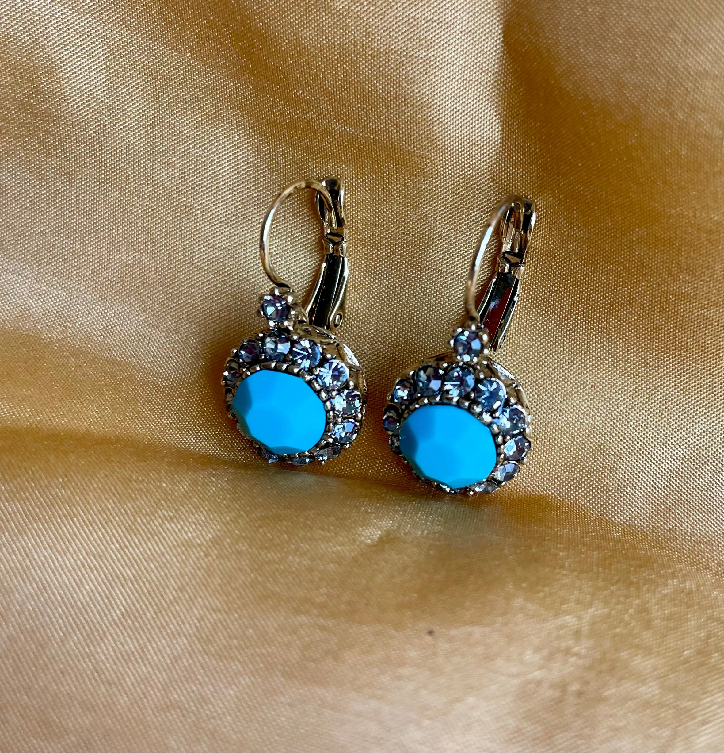 Vintage Earrings Matte Blue