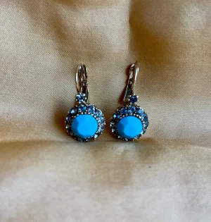 Vintage Earrings Matte Blue